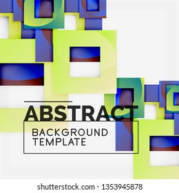 Farbquadrat Zusammensetzung mit Text. Geometrischer abstrakter Hintergrund. Vektorgrafik