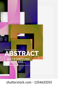 Color square composition with text. Geometric abstract background. Vector illustration