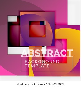 Color square composition with text. Geometric abstract background. Vector illustration