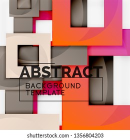 Farbquadrat Zusammensetzung mit Text. Geometrischer abstrakter Hintergrund. Vektorgrafik