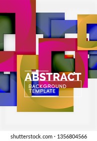 Color square composition with text. Geometric abstract background. Vector illustration