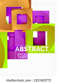 Color square composition with text. Geometric abstract background. Vector illustration