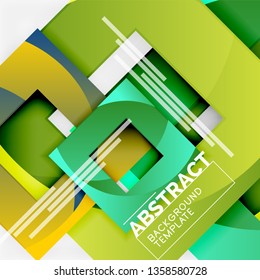 Color square composition with text. Geometric abstract background. Vector illustration