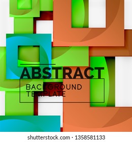 Color square composition with text. Geometric abstract background. Vector illustration