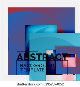 Color square composition with text. Geometric abstract background. Vector illustration