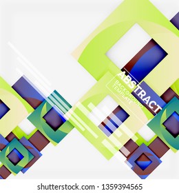 Color square composition with text. Geometric abstract background. Vector illustration