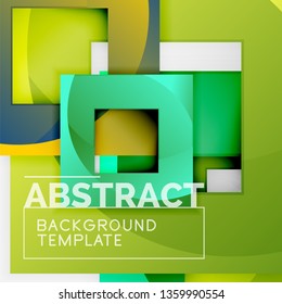 Color square composition with text. Geometric abstract background. Vector illustration