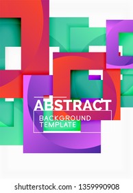 Color square composition with text. Geometric abstract background. Vector illustration