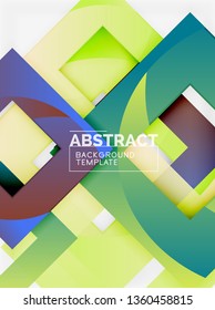 Color square composition with text. Geometric abstract background. Vector illustration