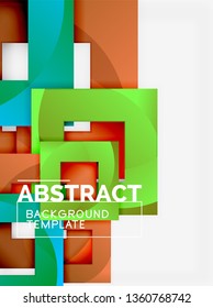 Color square composition with text. Geometric abstract background. Vector illustration