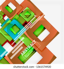 Composición cuadrada de color con texto. Fondo abstracto geométrico. Ilustración del vector