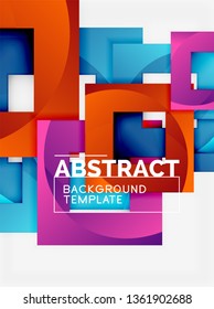 Color square composition with text. Geometric abstract background. Vector illustration