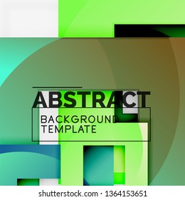 Color square composition with text. Geometric abstract background. Vector illustration