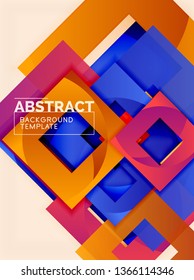 Farbquadrat Zusammensetzung mit Text. Geometrischer abstrakter Hintergrund. Vektorgrafik