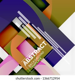 Color square composition with text. Geometric abstract background. Vector illustration