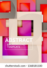 Color square composition with text. Geometric abstract background. Vector illustration