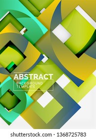 Color square composition with text. Geometric abstract background. Vector illustration