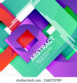 Color square composition with text. Geometric abstract background. Vector illustration