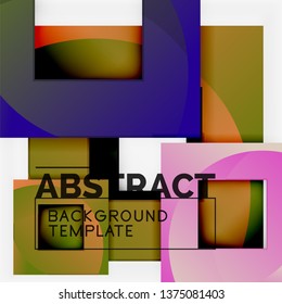 Color square composition with text. Geometric abstract background. Vector illustration