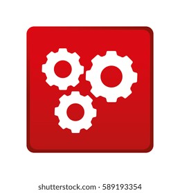 color square emblem with gear wheels