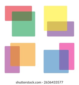Color square figure. Transparent shape form. Vector layered icon. Overlapping block design.