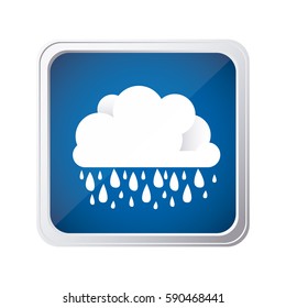 color square frame and blue background with cloud with rain vector illustration