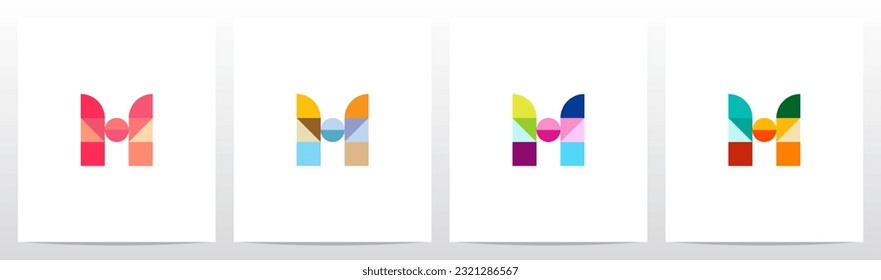 Color Square Geometric Mosaic Letter Logo Design M