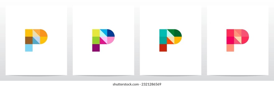 Color Square Geometric Mosaic Letter Logo Design P