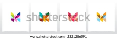 Color Square Geometric Mosaic Letter Logo Design W