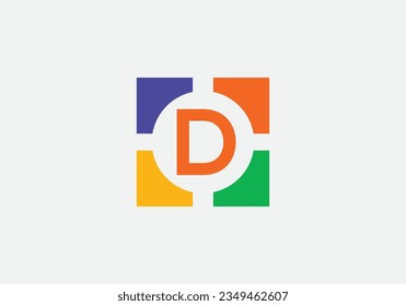 Color square logo design. Four color Letter logo. Color wheel symbol vector. Iconic letter logo. Editable vector monogram letter