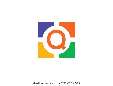 Color square logo design. Four color Letter logo. Color wheel symbol vector. Iconic letter logo. Editable vector monogram letter