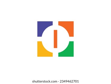 Color square logo design. Four color Letter logo. Color wheel symbol vector. Iconic letter logo. Editable vector monogram letter