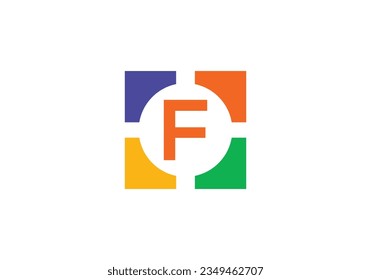 Color square logo design. Four color Letter logo. Color wheel symbol vector. Iconic letter logo. Editable vector monogram letter