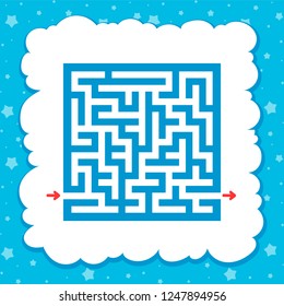 Color square maze. Game for kids. Puzzle for children. One entrance, one exit. Labyrinth conundrum. Flat vector illustration isolated on fairy background