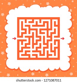 Color square maze. Game for kids. Puzzle for children. One entrance, one exit. Labyrinth conundrum. Flat vector illustration isolated on fairy background