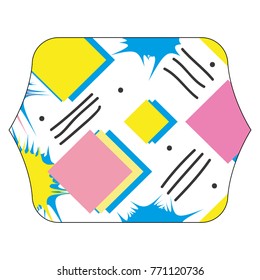 color square with memphis graphic style background