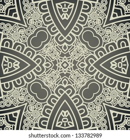 Color Square Ornamental Pattern, Mosaic Vector Stained Glass