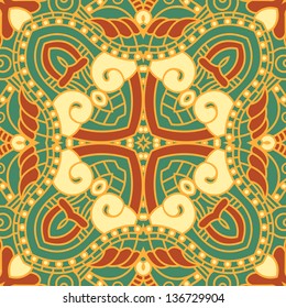 Color Square Ornamental Pattern, Mosaic Vector Stained Glass