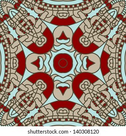 Color Square Ornamental Pattern, Mosaic Vector Stained Glass