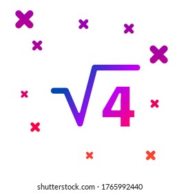 Color Square root of 4 glyph icon isolated on white background. Mathematical expression. Gradient random dynamic shapes. Vector