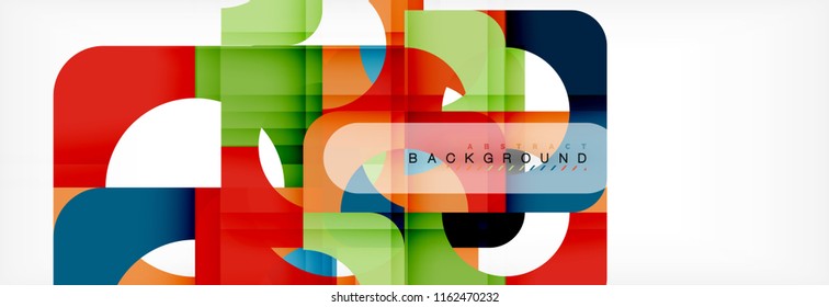 Color square shapes, geometric modern abstract background. Vector illustration