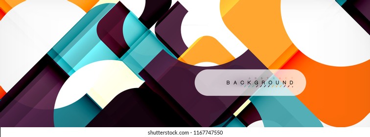 Color square shapes, geometric modern abstract background. Vector illustration