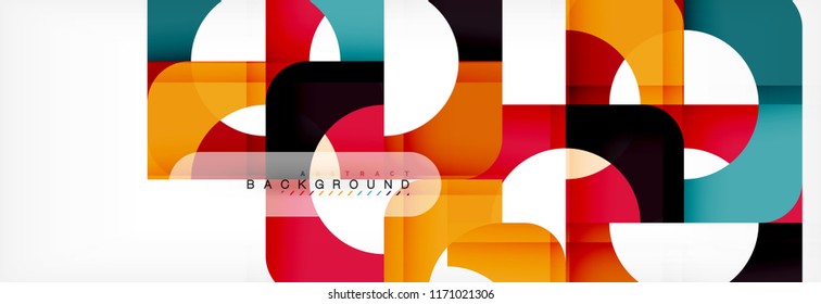 Color square shapes, geometric modern abstract background. Vector illustration