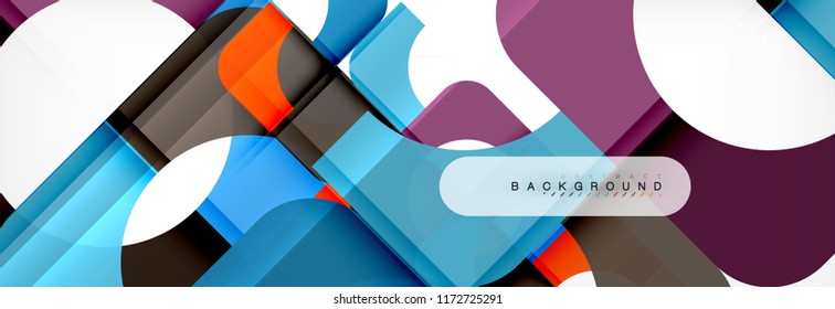Color square shapes, geometric modern abstract background. Vector illustration