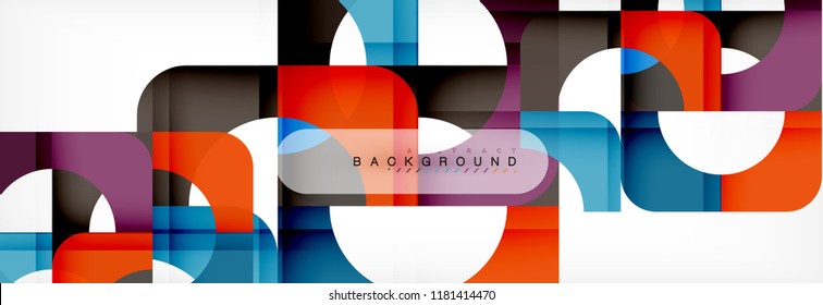 Color square shapes, geometric modern abstract background. Vector illustration