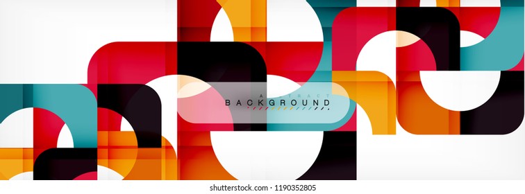 Color square shapes, geometric modern abstract background. Vector illustration