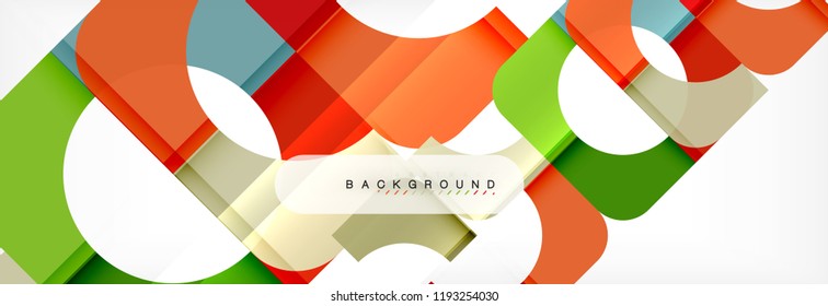 Color square shapes, geometric modern abstract background. Vector illustration