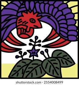 Color square simple Hanafuda December paulownia phoenix December paulownia and phoenix