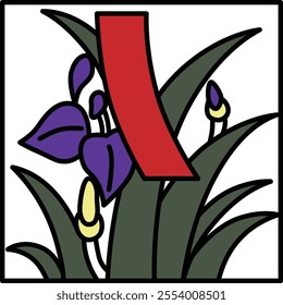 Color square simple hanafuda, irises, Moriwa, Satsuki, red and short, May, irises and red and short