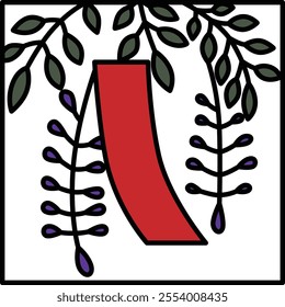 Color Square Simple Hanafuda Uzuki Wisteria Red Short April Wisteria Red Short